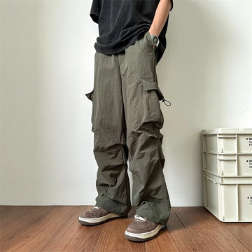 Summer Thin Casual Pants Men Retro Cargo Pants Men Japanese Streetwear Hip-hop Loose Wide Leg Pants Mens Vintage Trousers